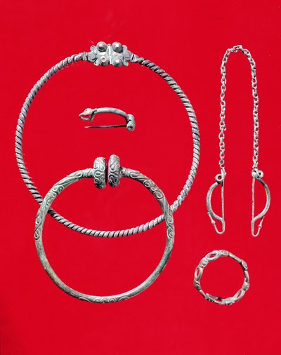 Selection of jewellery, including a brooch from Saint-Etienne-au-Temple, Marne, Tene I by Gaulish